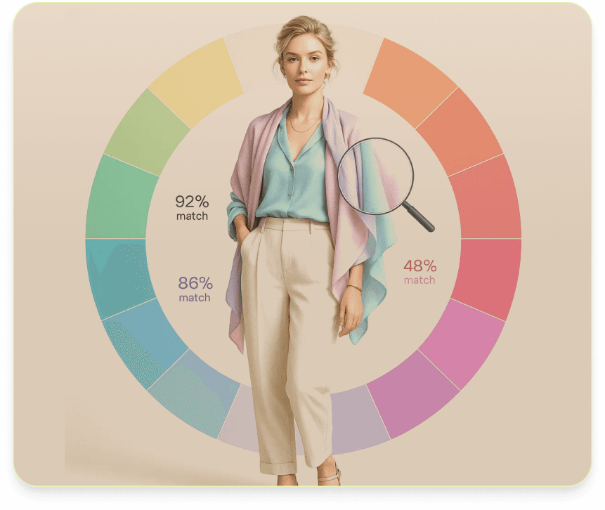 Color Analysis - Woman with color palette chart